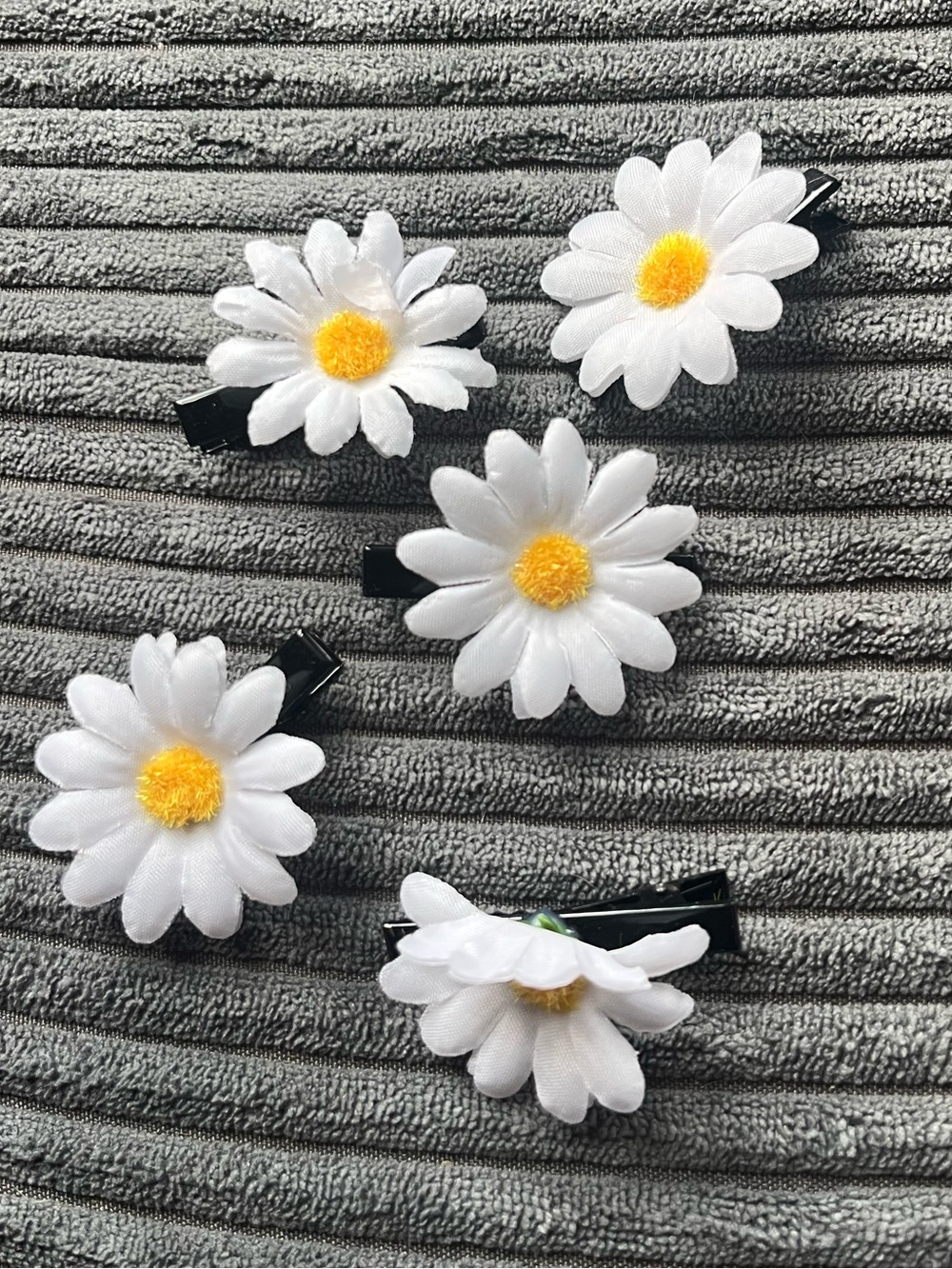 White Daisy Hair Clips with Yellow Centers